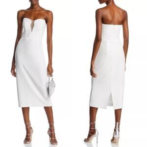 AQUA Rhinestone Embellished Strapless Crepe Midi Dress‎ Size 8